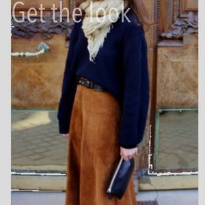 Vintage Talbots 100% Leather Suede Midi Skirt